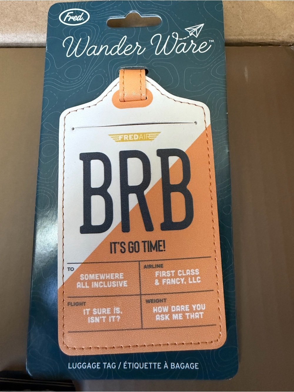 Fred Wander Ware BRB Orange & White Luggage Tag by Fred